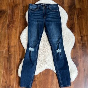 Hollister Dark Wash Women's Distressed Blue Jeans